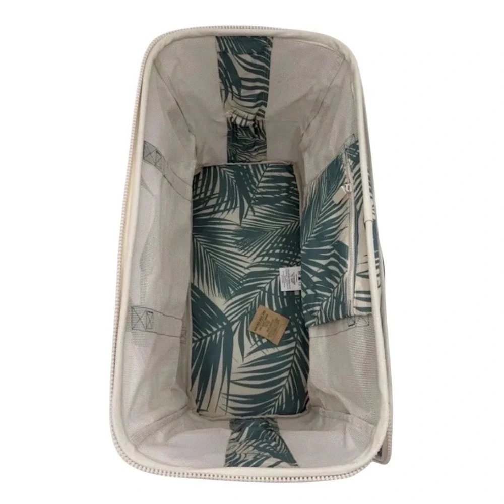Aloha Collection CleverMade Collapsible Beach Tote Bag Floral Teal Green Hawaii